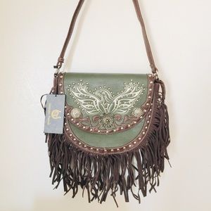Cowgirl Trendy Hunter Green Phoenix Rising Satchel